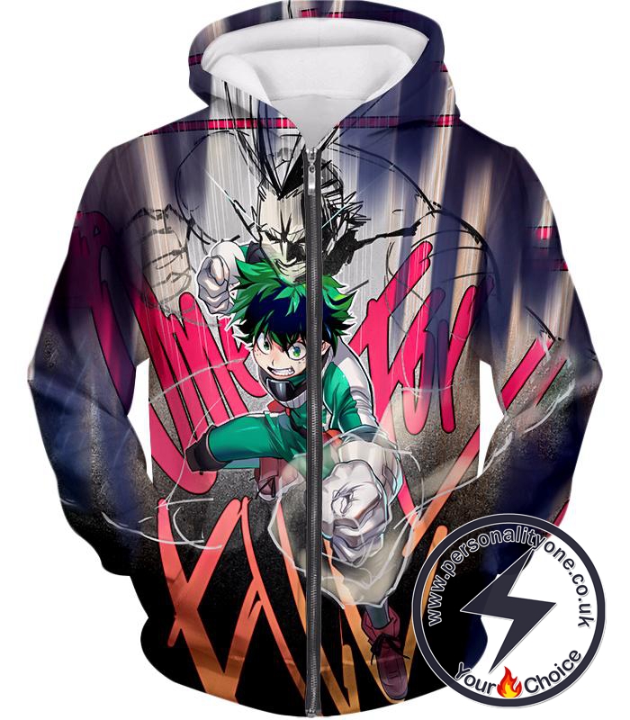 My Hero Academia Ultimate Teacher Student Bond Izuki X All Might Cool Graphic Zip Up Hoodie